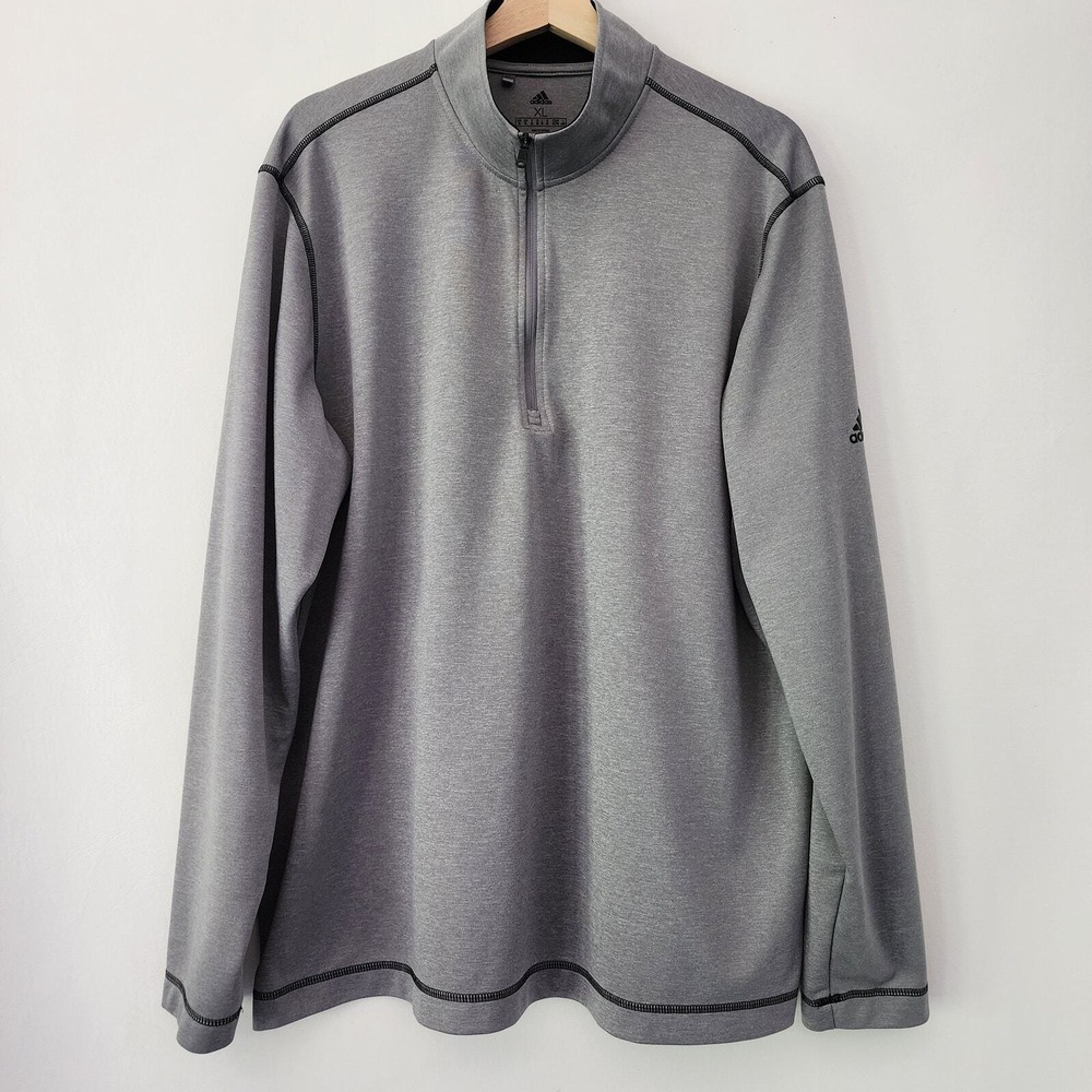 Adidas Quarter Zip Pullover Gray Contrast Stitch Athletic Mens XL